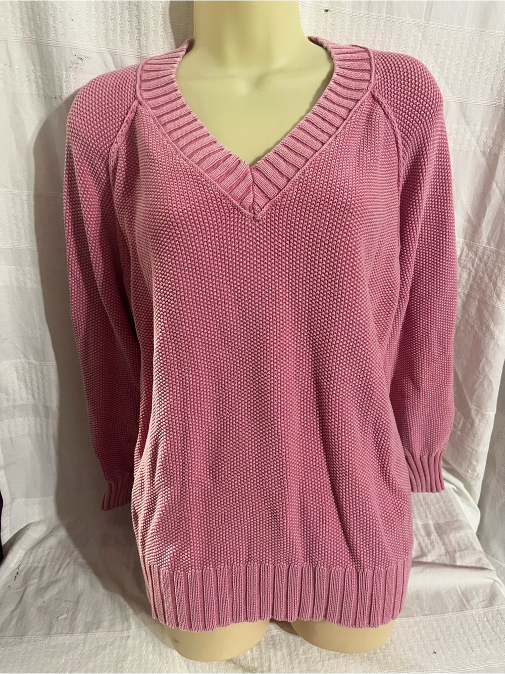 aerie Dusty Pink V-Neck Textured Knit Sweater